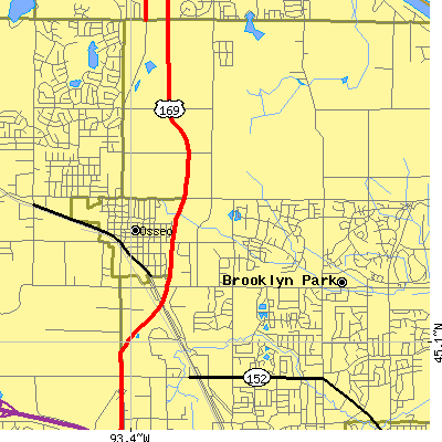 Zip code 55445 close-up map