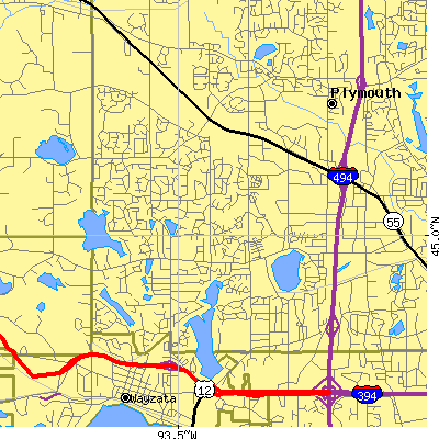 Zip code 55447 close-up map