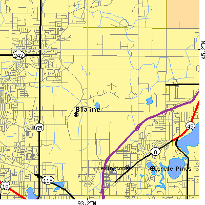 Zip code 55449 close-up map