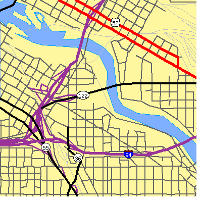 Zip code 55454 close-up map