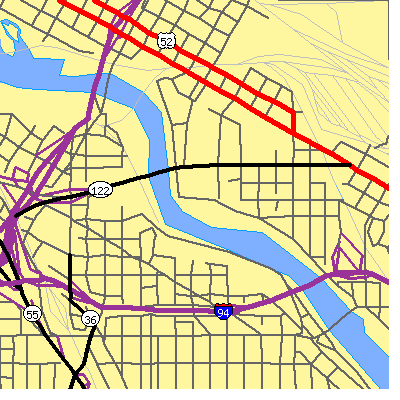 Zip code 55455 close-up map