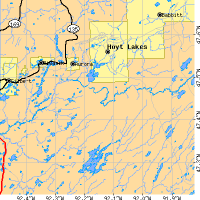 Zip code 55705 close-up map
