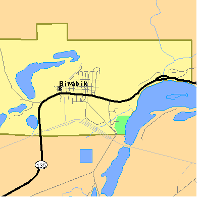 Zip code 55708 close-up map