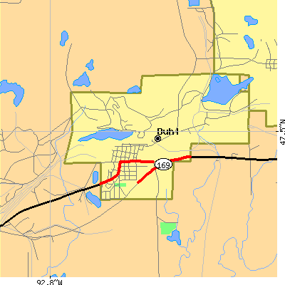 Zip code 55713 close-up map