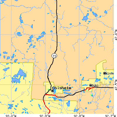 Zip code 55719 close-up map