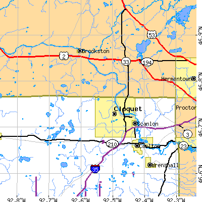 Zip code 55720 close-up map