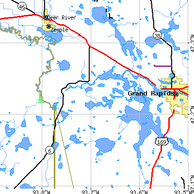 Zip code 55721 close-up map