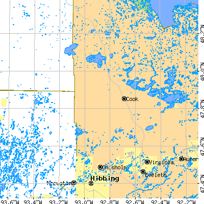 Zip code 55723 close-up map