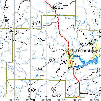 Zip code 72031 close-up map