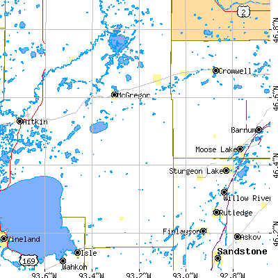 Zip code 55735 close-up map