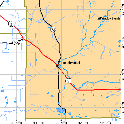 Zip code 55736 close-up map