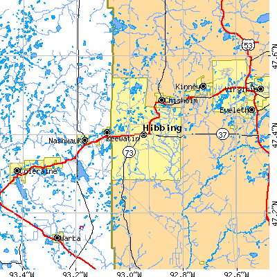 Zip code 55746 close-up map