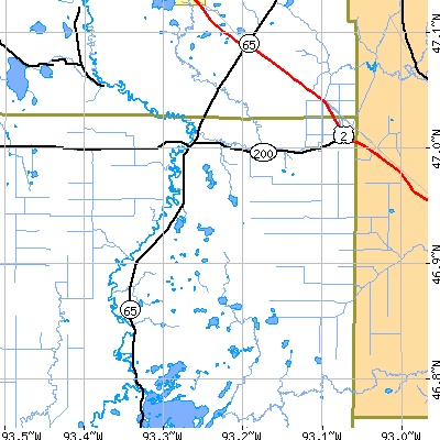 Zip code 55752 close-up map