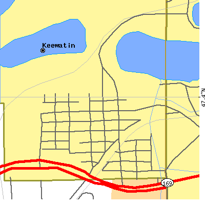 Zip code 55753 close-up map