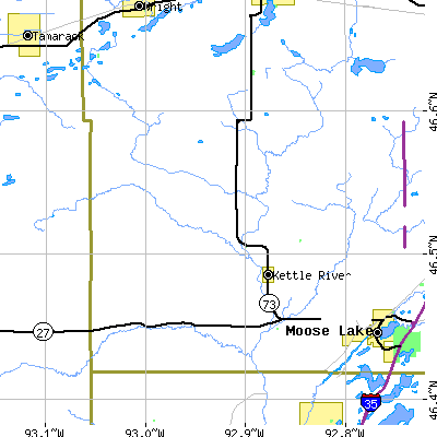 Zip code 55757 close-up map