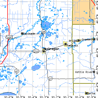 Zip code 55760 close-up map