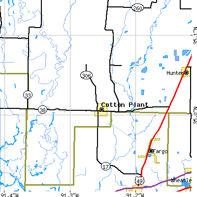 Zip code 72036 close-up map