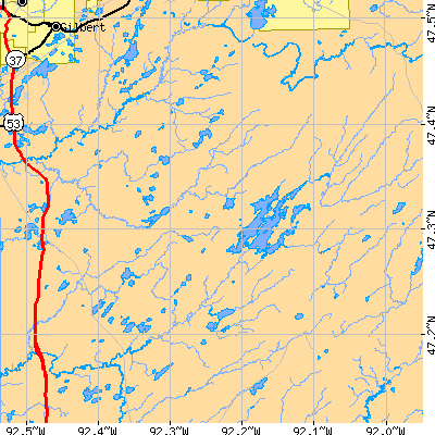 Zip code 55763 close-up map