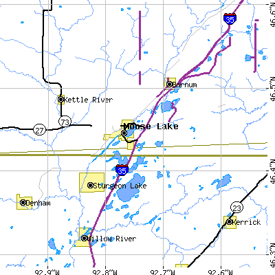 Zip code 55767 close-up map