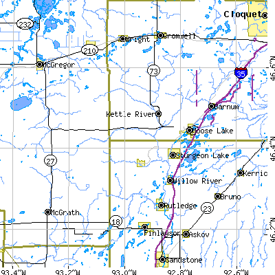 Zip code 55783 close-up map