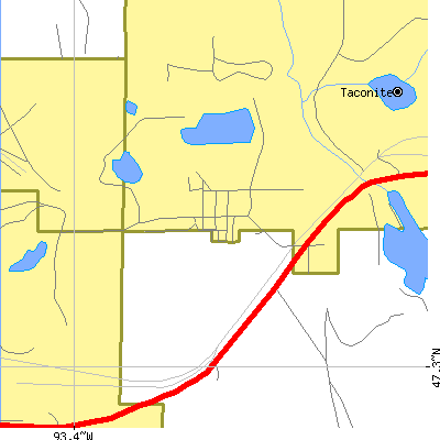 Zip code 55786 close-up map
