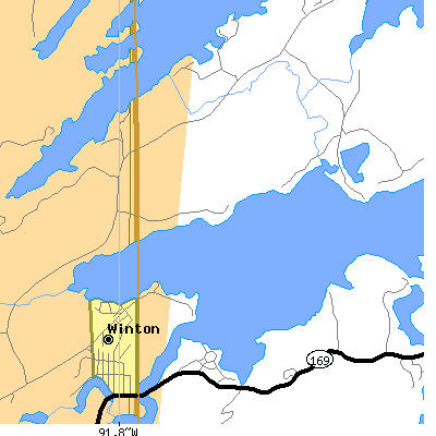 Zip code 55796 close-up map