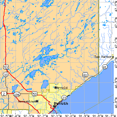 Zip code 55803 close-up map