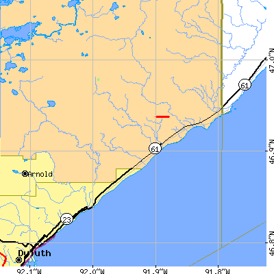 Zip code 55804 close-up map