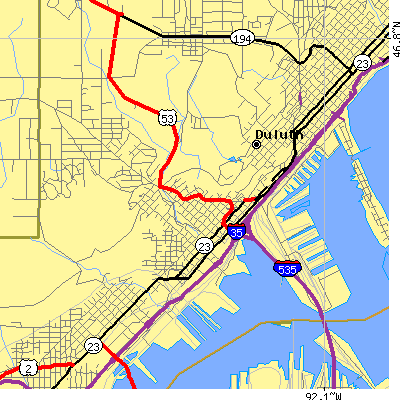 Zip code 55806 close-up map