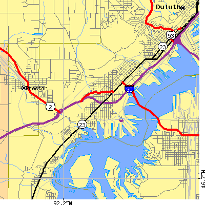 Zip code 55807 close-up map