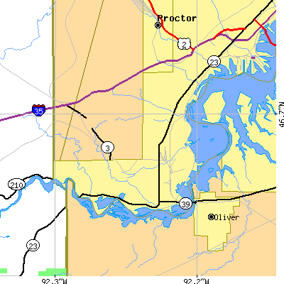 Zip code 55808 close-up map
