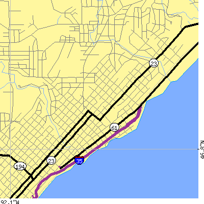 Zip code 55812 close-up map