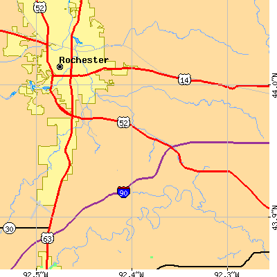 Zip code 55904 close-up map