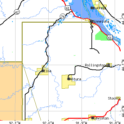 Zip code 55910 close-up map