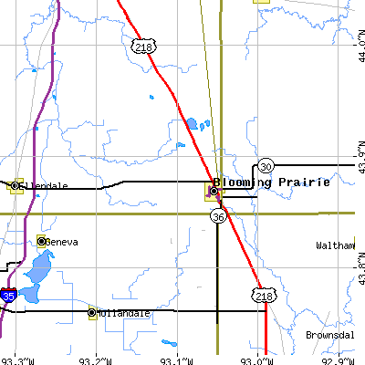 Zip code 55917 close-up map