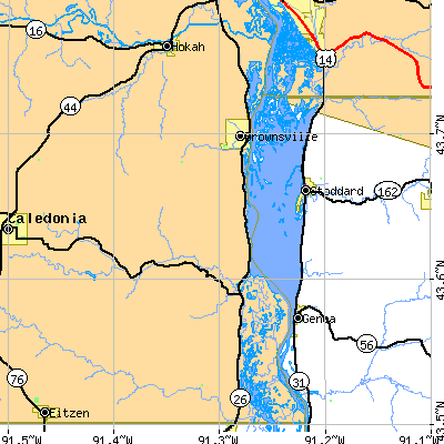 Zip code 55919 close-up map