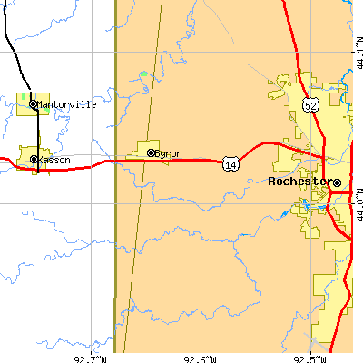 Zip code 55920 close-up map