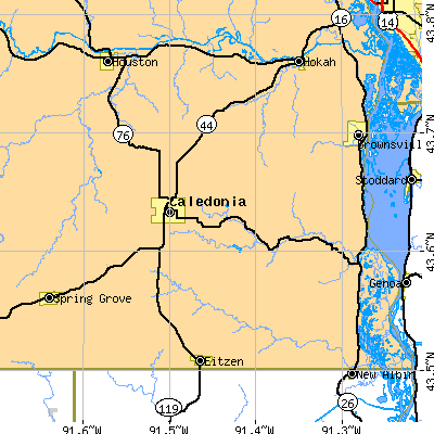Zip code 55921 close-up map
