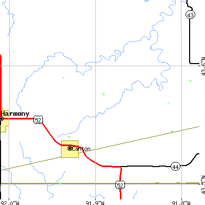 Zip code 55922 close-up map