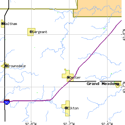 Zip code 55926 close-up map