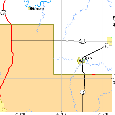 Zip code 55932 close-up map