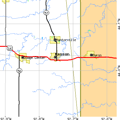 Zip code 55944 close-up map