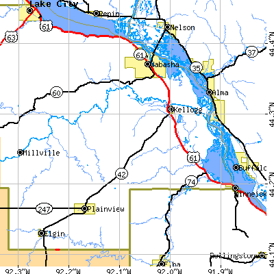 Zip code 55945 close-up map