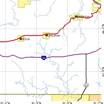 Zip code 55952 close-up map