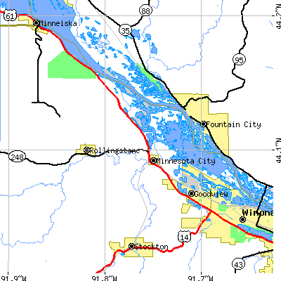 Zip code 55959 close-up map