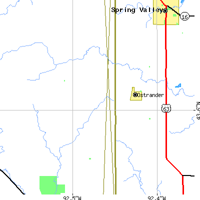 Zip code 55961 close-up map