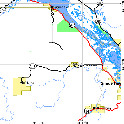 Zip code 55969 close-up map