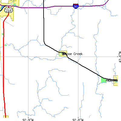 Zip code 55970 close-up map