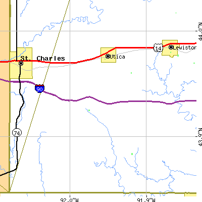 Zip code 55979 close-up map