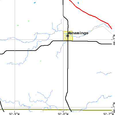 Zip code 55983 close-up map